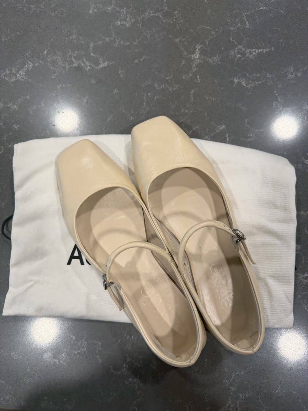 Aeyde Uma Mary-Jane Flats in Creamy Nappa - Picture 4 of 12